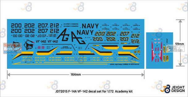DEFJD72015 1:72 DEF Model Jeight Design Decal Set - F-14A Tomcat VF-142 Ghostriders (ACA kit)