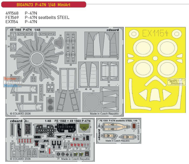 EDUBIG49473 1:48 Eduard BIG ED P-47N Razorback Detail Set (MIA kit)