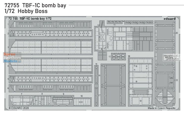 EDU72755 1:72 Eduard PE - TBF-1C Avenger Bomb Bay Detail Set (HBS kit)