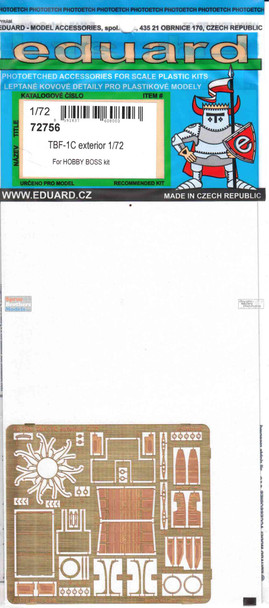 EDU72756 1:72 Eduard PE - TBF-1C Avenger Exterior Detail Set (HBS kit)
