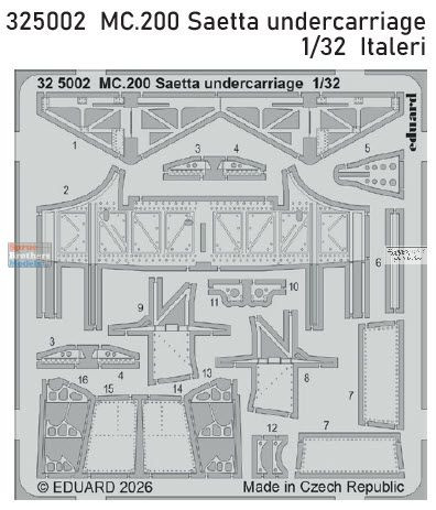 EDU325002 1:32 Eduard PE - MC.200 Saetta Undercarriage Detail Set (ITA kit)
