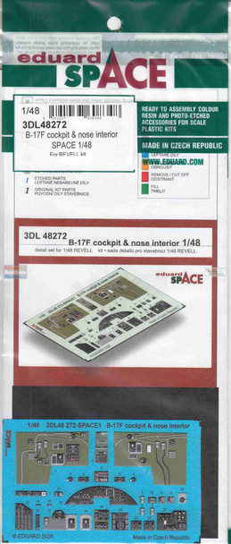 EDU3DL48272 1:48 Eduard SPACE - B-17F Flying Fortress Cockpit & Nose Interior (REV kit)