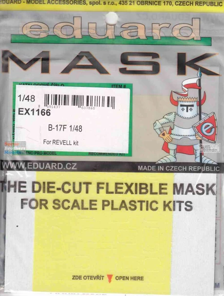 EDUEX1166 1:48 Eduard Mask - B-17F Flying Fortress (REV kit)