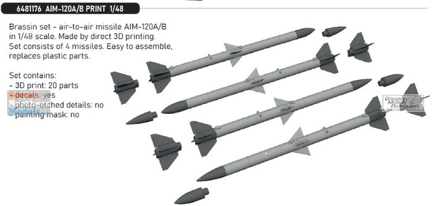 EDU6481176 1:48 Eduard Brassin - AIM-120A AIM-120B AMRAAM Missile Set