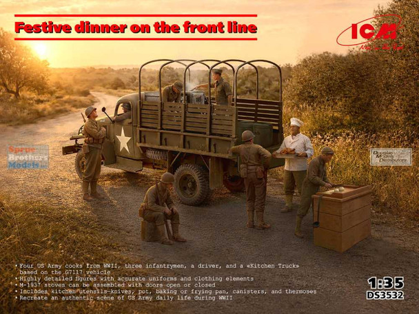 ICMDS3532 1:35 ICM Festive Dinner on the Front Line G7117 Kitchen Truck + Figures)
