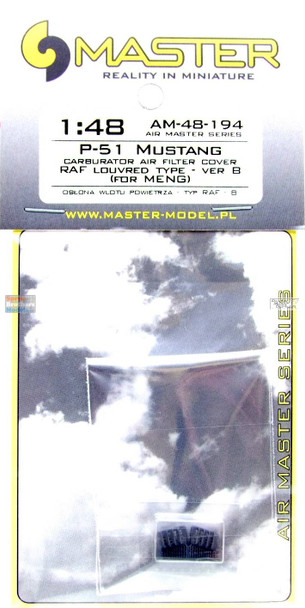 MASAM48194 1:48 Master Model - P-51 Mustang Carburetor Air Filter Cover RAF Louvered Type Ver B (MNG kit)