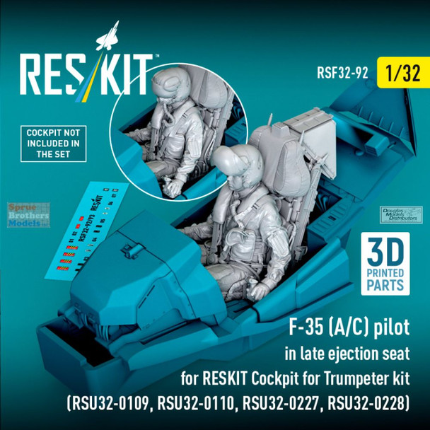 RESRSF320092F 1:32 ResKit F-35A F-35C Lightning II Pilot Figure Sitting in Late Ejection Seat (TRP kit)