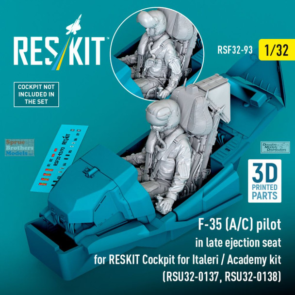 RESRSF320093F 1:32 ResKit F-35A F-35C Lightning II Pilot Figure Sitting in Late Ejection Seat (ITA/ACA kit)