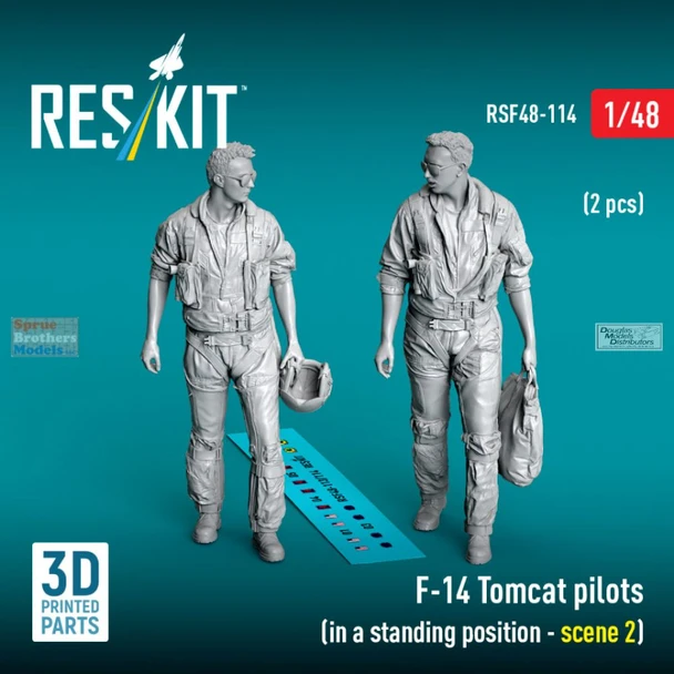 RESRSF480114F 1:48 ResKit F-14 Tomcat Pilot Figures Standing - Scene 2