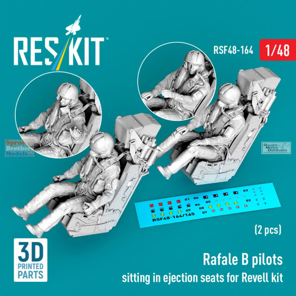 RESRSF480164F 1:48 ResKit Rafale B Pilot Figures in Ejection Seats (REV kit)