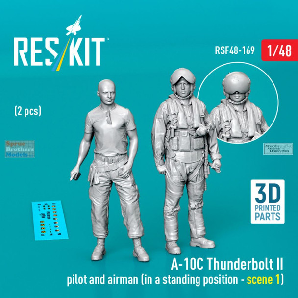 RESRSF480169F 1:48 ResKit A-10C Thunderbolt II Pilot & Airman Figures Standing - Scene 1