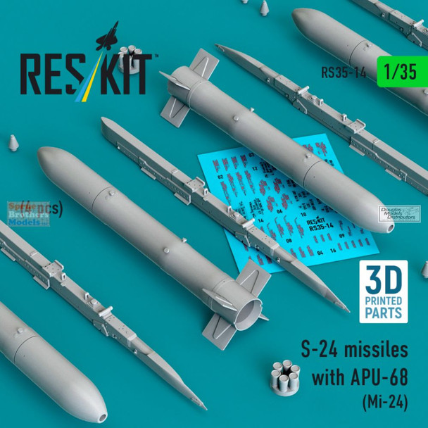 RESRS350014 1:35 ResKit S-24 Missiles with APU-68 Set (for Mi-24 Hind)