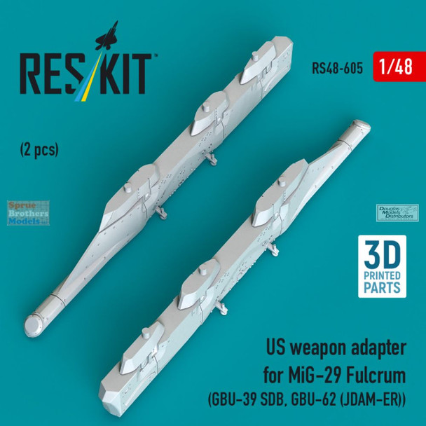 RESRS480605 1:48 ResKit US Weapon Adapter Set for MiG-29 Fulcrum (GBU-39 SDB, GBU-62 JDAM-ER)