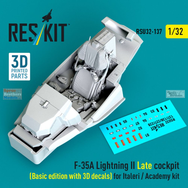 RESRSU320137U 1:32 ResKit F-35A Lightning II Late Cockpit Set Basic Edition (ITA/ACA kit)
