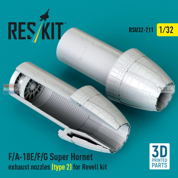 RESRSU320211U 1:32 ResKit F-18E F-18F Super Hornet EA-18G Growler Exhaust Nozzle Set Type 2 (REV kit)