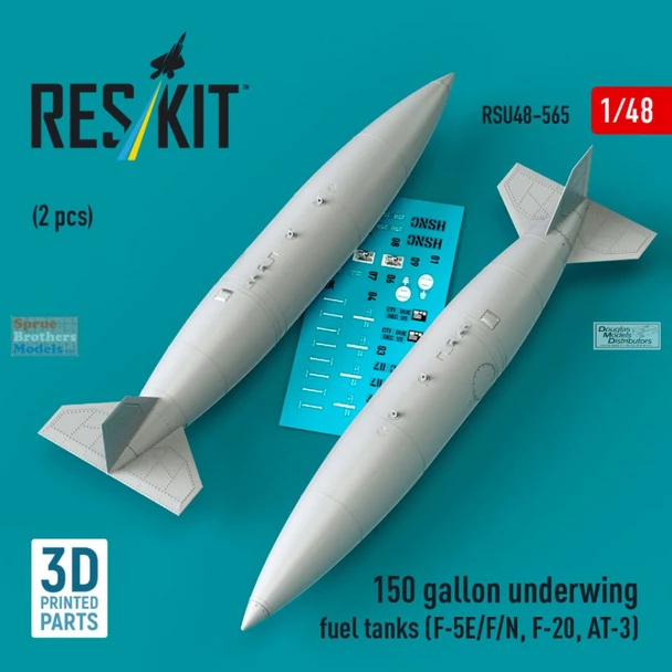 RESRSU480565U 1:48 ResKit 150 Gallon Underwing Fuel Tank Set (for F-5E F-5F F-5N F-20 AT-3)