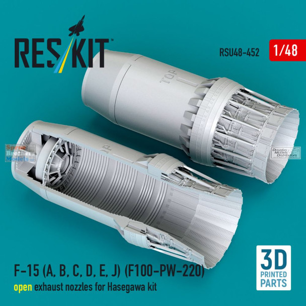 RESRSU480452U 1:48 ResKit F-15A F-15B F-15C F-15D F-15E F-15J Eagle F100-PW-220 Open Exhaust Nozzle Set (HAS kit)