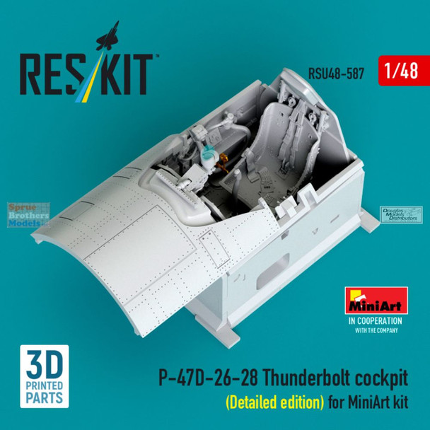 RESRSU480587U 1:48 ResKit P-47D-26/28 Thunderbolt Cockpit Set Detailed Edition (MIA kit)