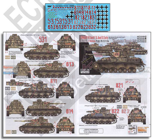 ECH351050 1:35 Echelon Decals - Panzer IV Ausf F & Ausf G Early 2. Abt. 23rd Pz.Div