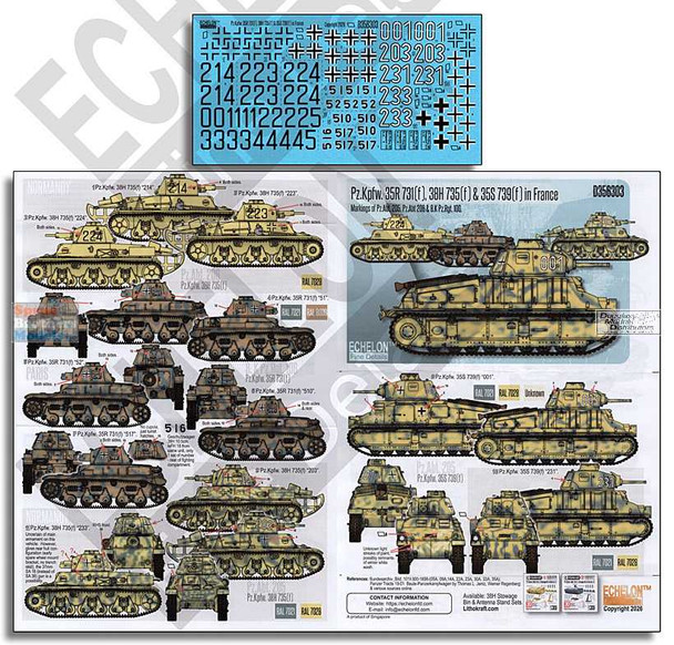 ECH356303 1:35 Echelon Decals - Panzer Pz.Kpfw. 35R 731(f), 38H 735(f) & 35S 739(f) in France