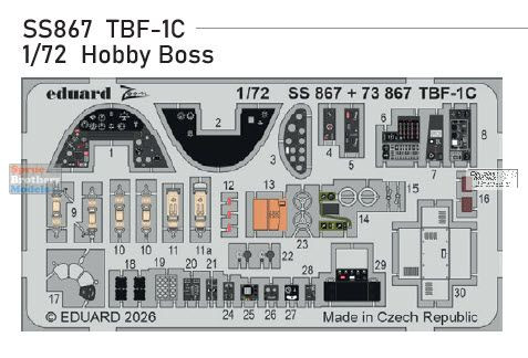 EDUSS867 1:72 Eduard Color Zoom PE - TBF-1C Avenger (HBS kit)
