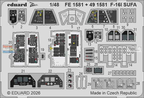 EDUFE1581 1:48 Eduard Color Zoom PE - F-16I Sufa (GWH kit)