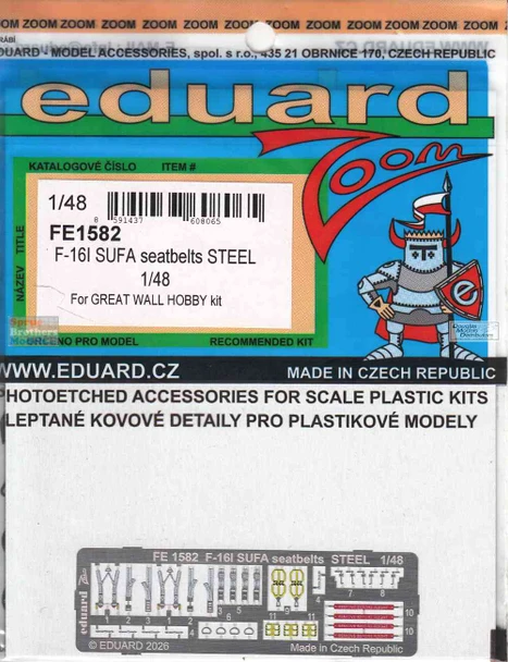 EDUFE1582 1:48 Eduard Color Zoom PE - F-16I Sufa Seatbelts (GWH kit)