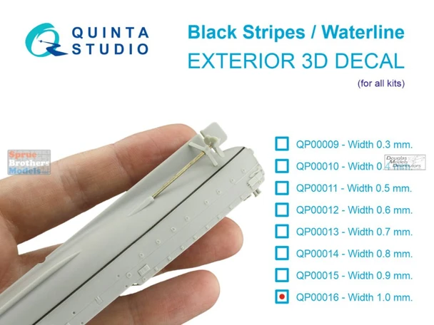QTSQP00016 Quinta Studio 3D Decal - Black Stripes/Waterline for Ships and Submarines (Width 1.0mm)