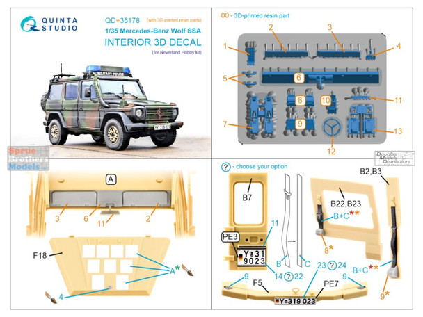 QTSQD35178R 1:35 Quinta Studio 3D Decal - Mercedes-Benz Wolf SSA + Resin (NEV kit)