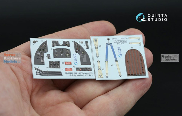QTSQD32277 1:32 Quinta Studio 3D Decal - DH.100 Vampire F.3 (IFM kit)
