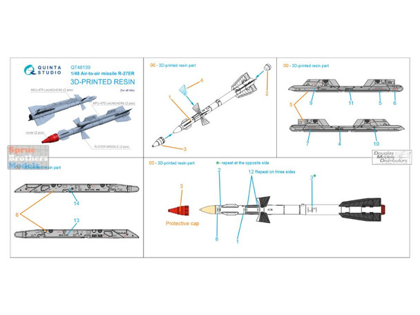 QTSQT48139 1:48 Quinta Studio R-27ER Missile Set with Launchers