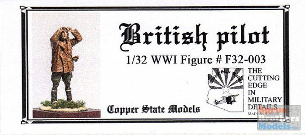 CSMF32-003 1:32 Copper State Models WWI Figure - British Pilot