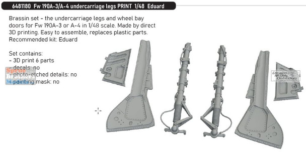 EDU6481180 1:48 Eduard Brassin - Fw190A-3/A-4 Undercarriage Legs (EDU kit)