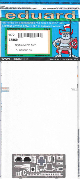 EDU73869 1:72 Eduard Color PE - Spitfire Mk.Vb Detail Set (IBG kit)