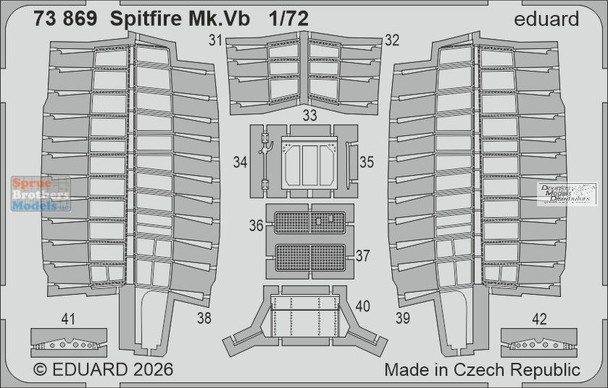 EDU73869 1:72 Eduard Color PE - Spitfire Mk.Vb Detail Set (IBG kit)