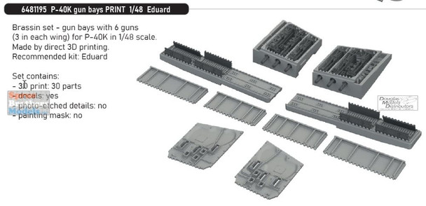 EDU6481195 1:48 Eduard Brassin - P-40K Warhawk Gun Bays (EDU kit)