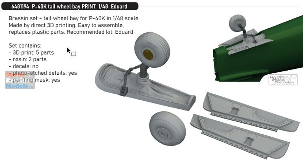 EDU6481194 1:48 Eduard Brassin - P-40K Warhawk Tail Wheel Bay (EDU kit)