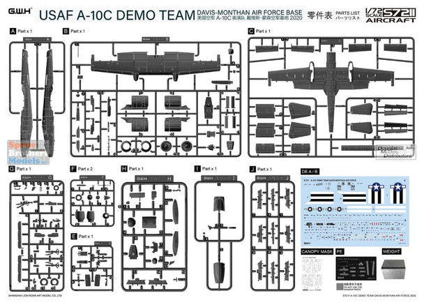 LNRS7211 1:72 Great Wall Hobby A-10C Thunderbolt II 'USAF A-10C Demo Team Davis-Monthan Air Force Base 2020'