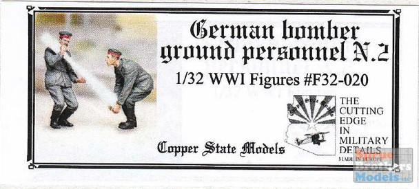 CSMF32-020 1:32 Copper State Models WWI Figure Set - German Bomber Ground Personnel No.2