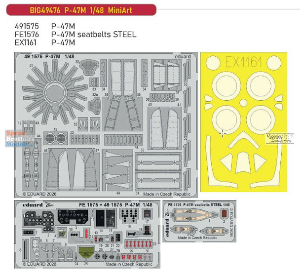 EDUBIG49476 1:48 Eduard BIG ED P-47M Thunderbolt Detail Set (MIA kit)