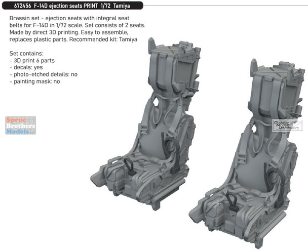 EDU672456 1:72 Eduard Brassin F-14D Tomcat Ejection Seats (TAM kit)