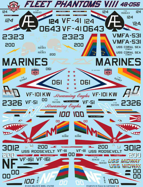 BMA48056 1:48 Bullseye Model Aviation Decals - F-4N Phantom II 'Fleet Phantoms VIII'
