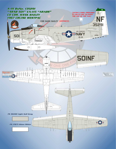 BMA48058 1:48 Bullseye Model Aviation Decals - Carrier Air Wing 5 USS Hancock 1967 (A-4C A-4E F-8E A-1H)