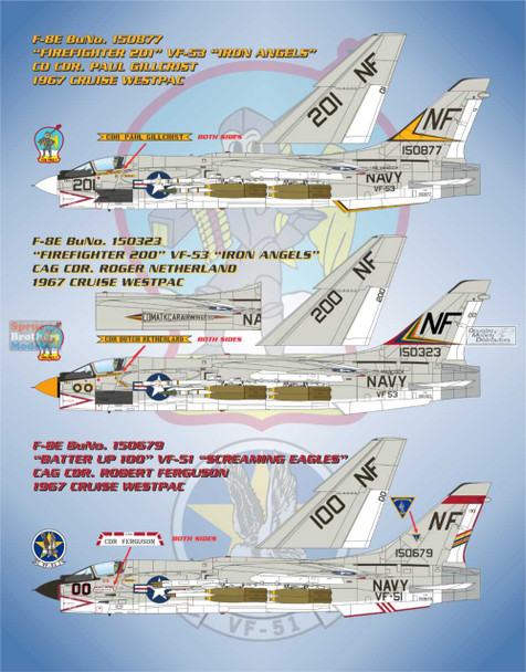 BMA48058 1:48 Bullseye Model Aviation Decals - Carrier Air Wing 5 USS Hancock 1967 (A-4C A-4E F-8E A-1H)