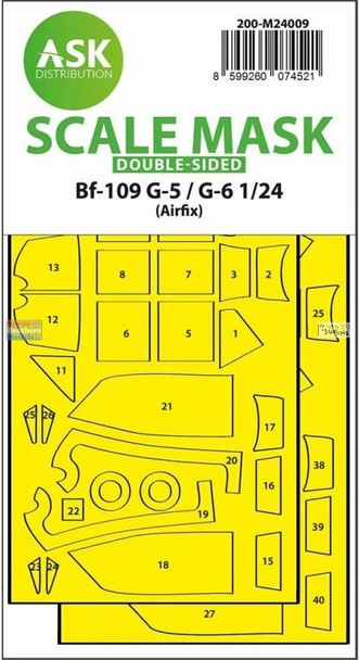 ASKM24009 1:24 ASK/Art Scale Double Sided Mask - Bf109G-5 Bf109G-6 (AFX kit)