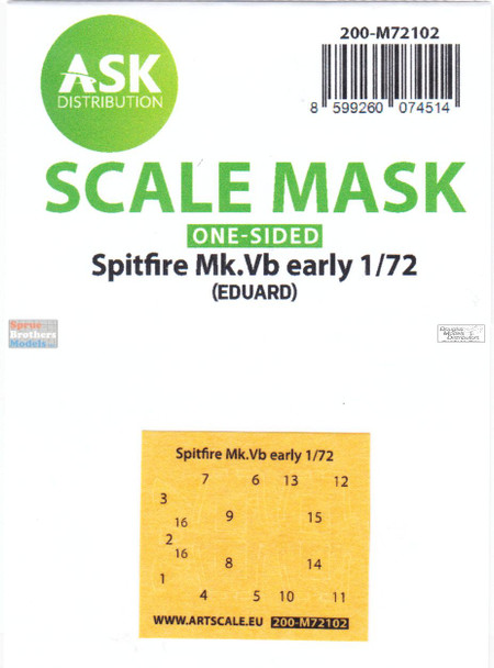 ASKM72102 1:72 ASK/Art Scale Mask - Spitfire Mk.Vb Early (EDU kit)
