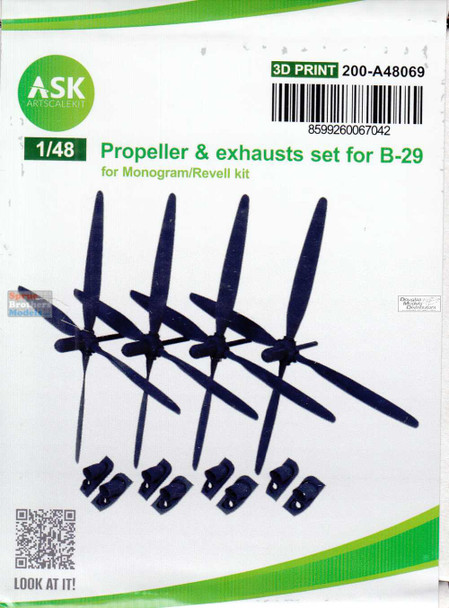 ASKA48069 1:48 ASK/Art Scale Propeller & Exhaust Set for B-29 Superfortress (REV kit)