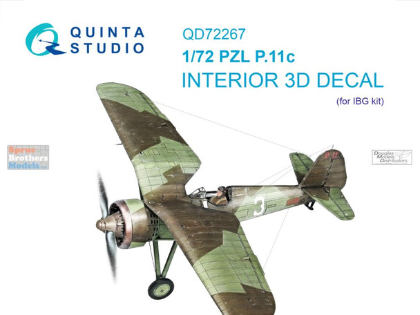QTSQD72267 1:72 Quinta Studio 3D Decal - PZL P.11c (IBG kit)