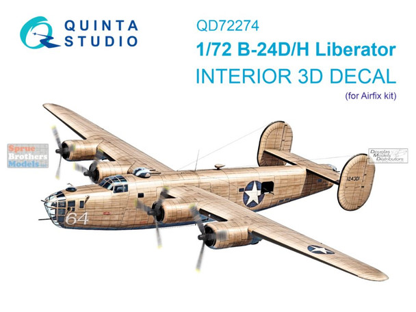QTSQD72274 1:72 Quinta Studio 3D Decal - B-24D B-24H Liberator (AFX kit)