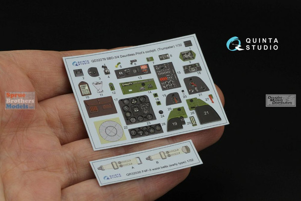 QTSQD32279 1:32 Quinta Studio 3D Decal - SBD-3 SBD-4 Dauntless Pilot's Cockpit (TRP kit)